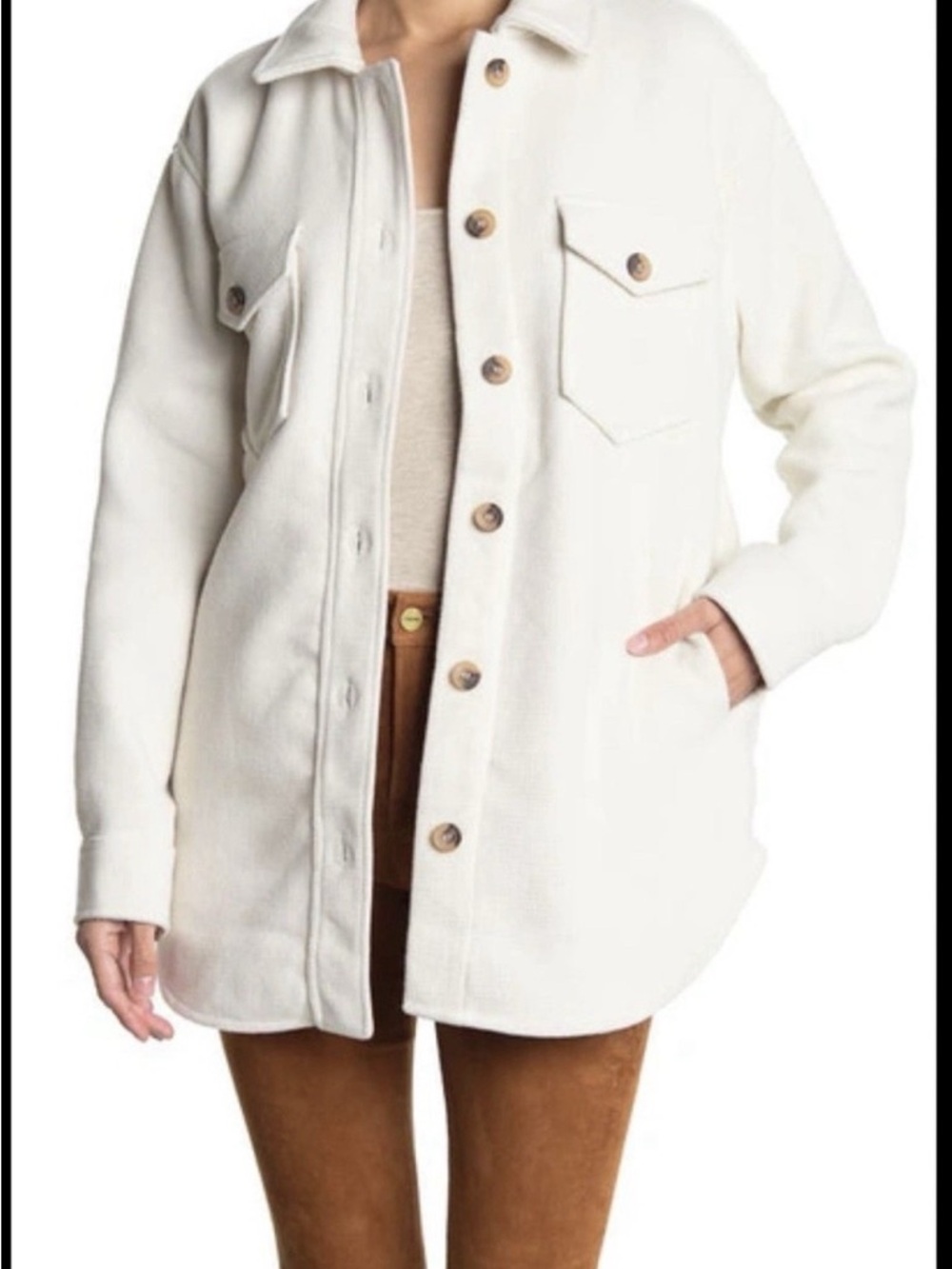 RD Style Cream Button-Up Utility Shacket